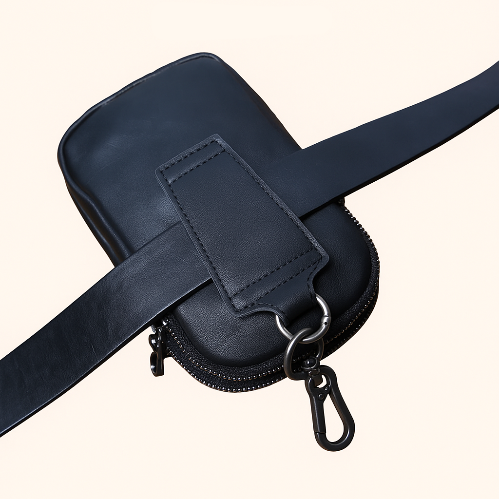 Vertical Genuine Leather Belt Waist Bag