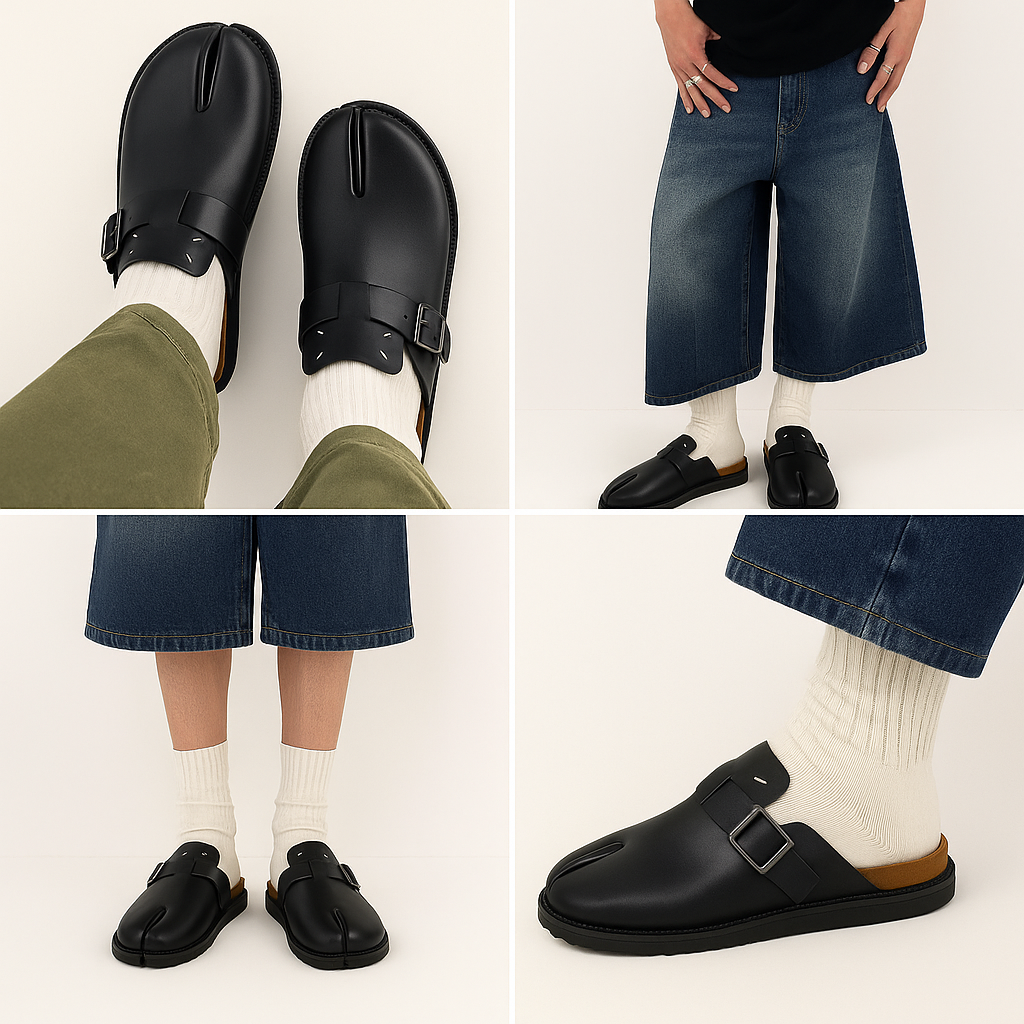 Split Toe Tabi Genuine Leather Mules