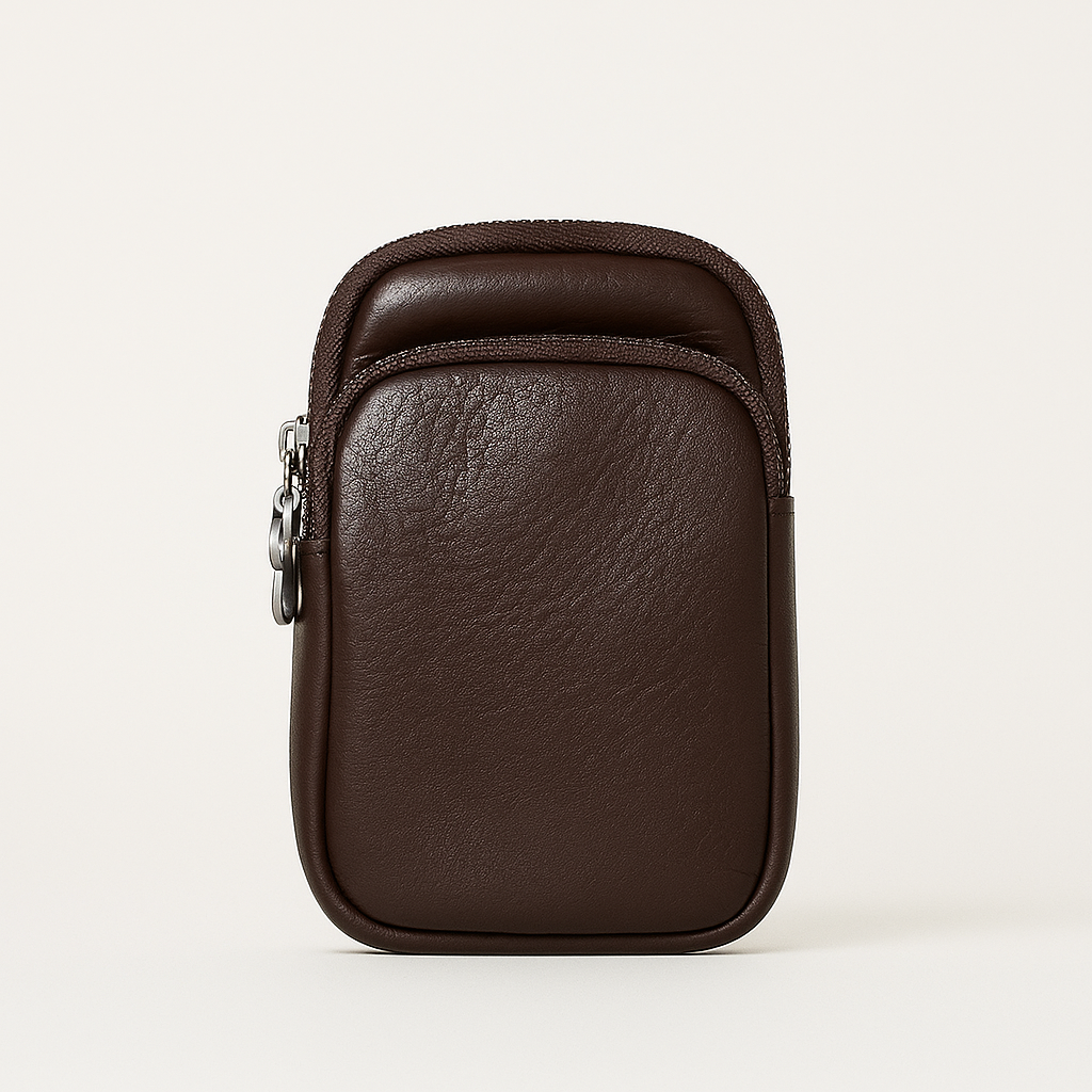 Vertical Genuine Leather Belt Waist Bag
