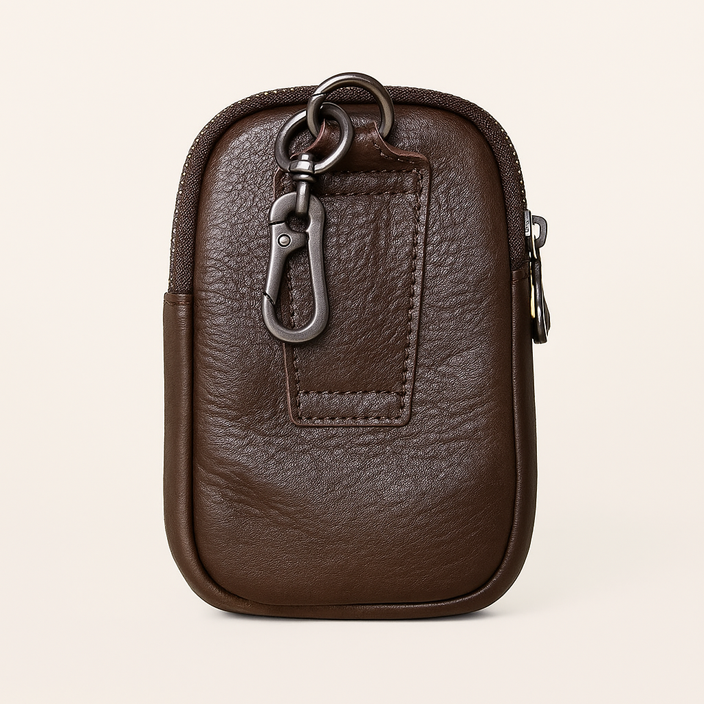 Vertical Genuine Leather Belt Waist Bag