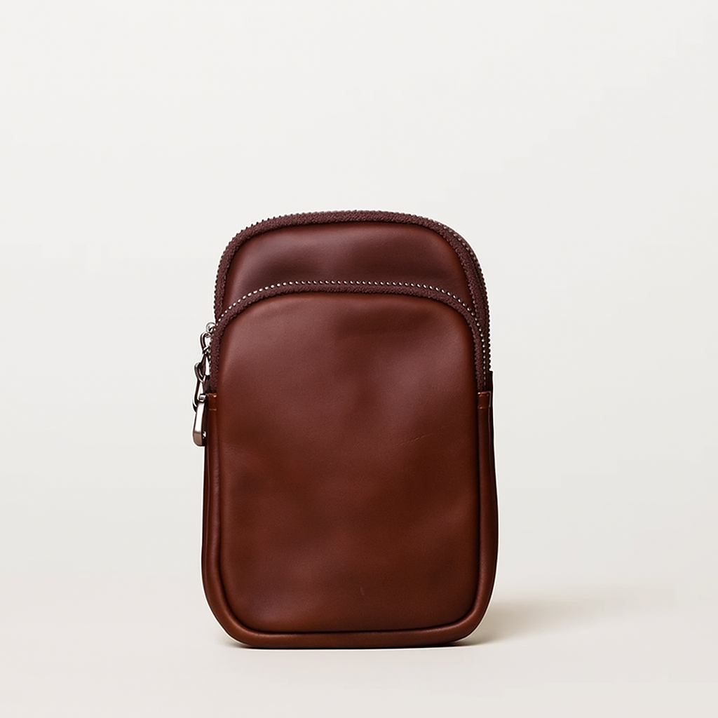 Vertical Genuine Leather Belt Waist Bag