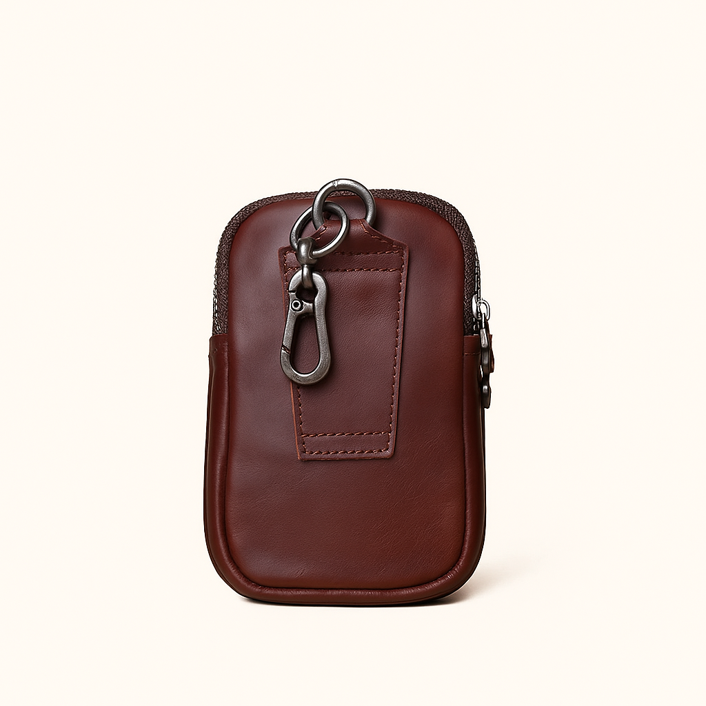Vertical Genuine Leather Belt Waist Bag