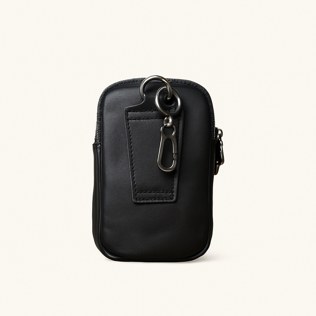 Vertical Genuine Leather Belt Waist Bag