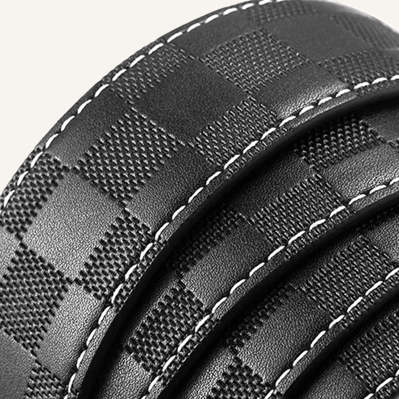 Statement Checkered Genuine Leather Belt