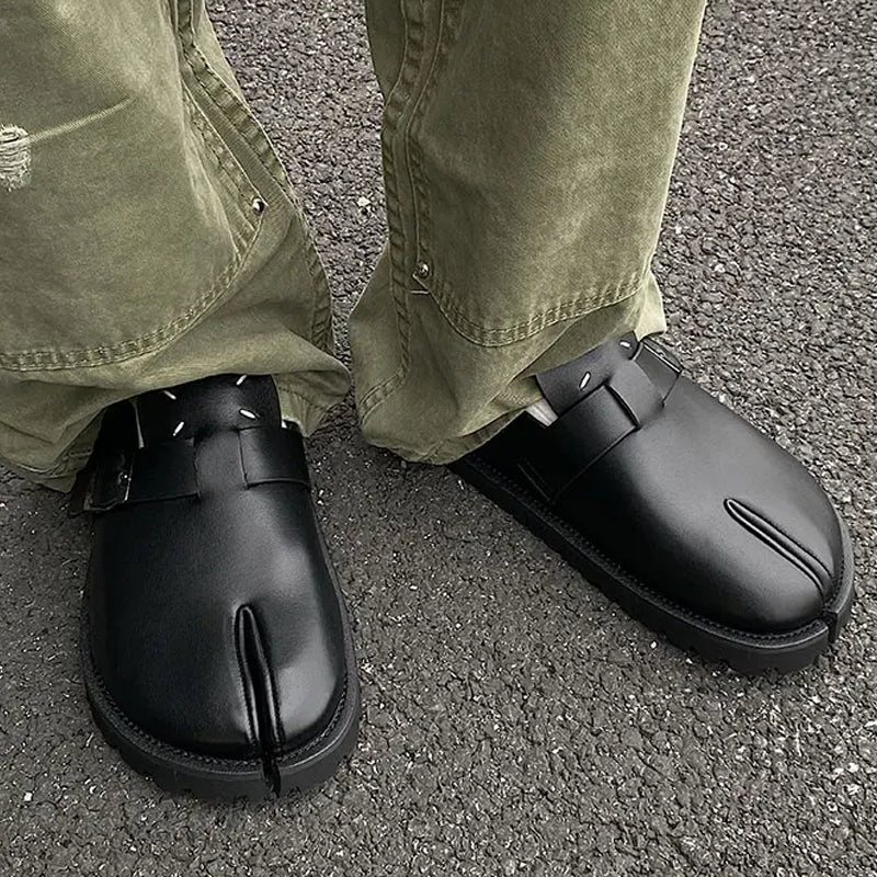 Split Toe Tabi Genuine Leather Mules