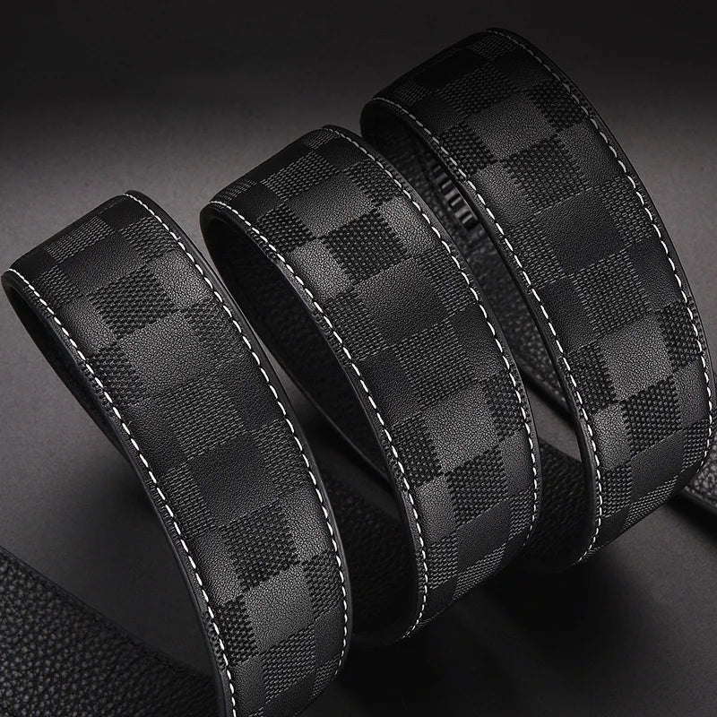 Statement Checkered Genuine Leather Belt