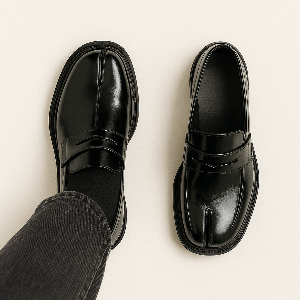 Split Toe Tabi Loafer Leather Shoes