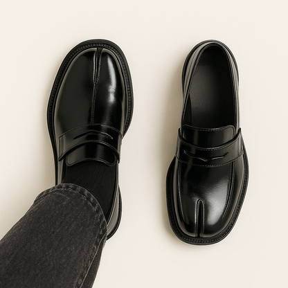 Split Toe Tabi Loafer Leather Shoes