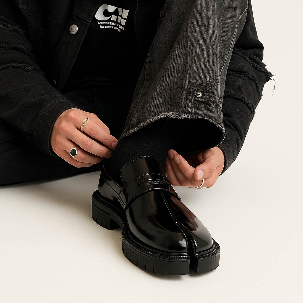 Split Toe Tabi Loafer Leather Shoes