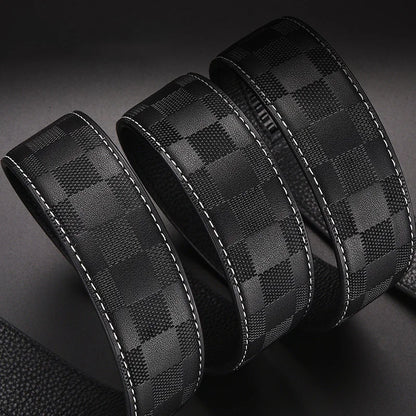 Statement Checkered Genuine Leather Belt